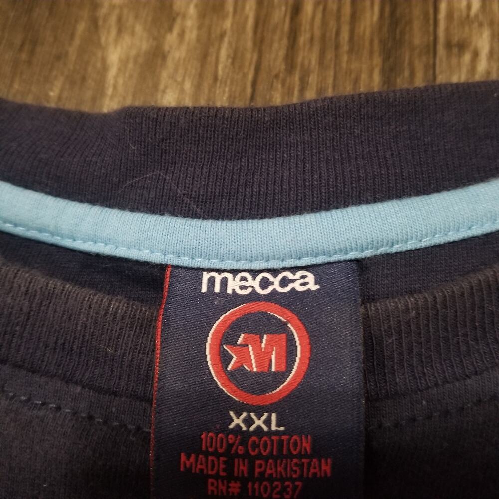 Vintage Mecca Y2k 2000s Blue t shirt Size XXL (Stained Collar) - Picture 12 of 13